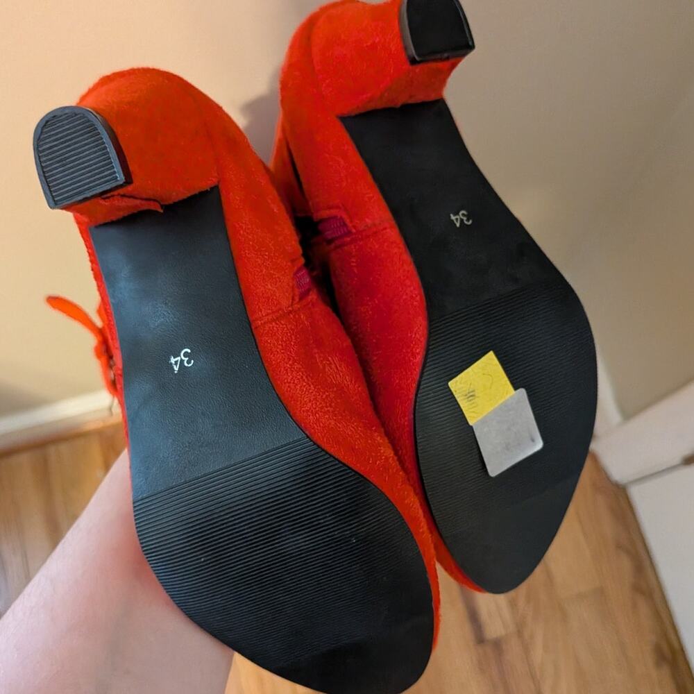 Unbranded Red/Orange Slouch Boots With Buckles - Picture 5 of 5